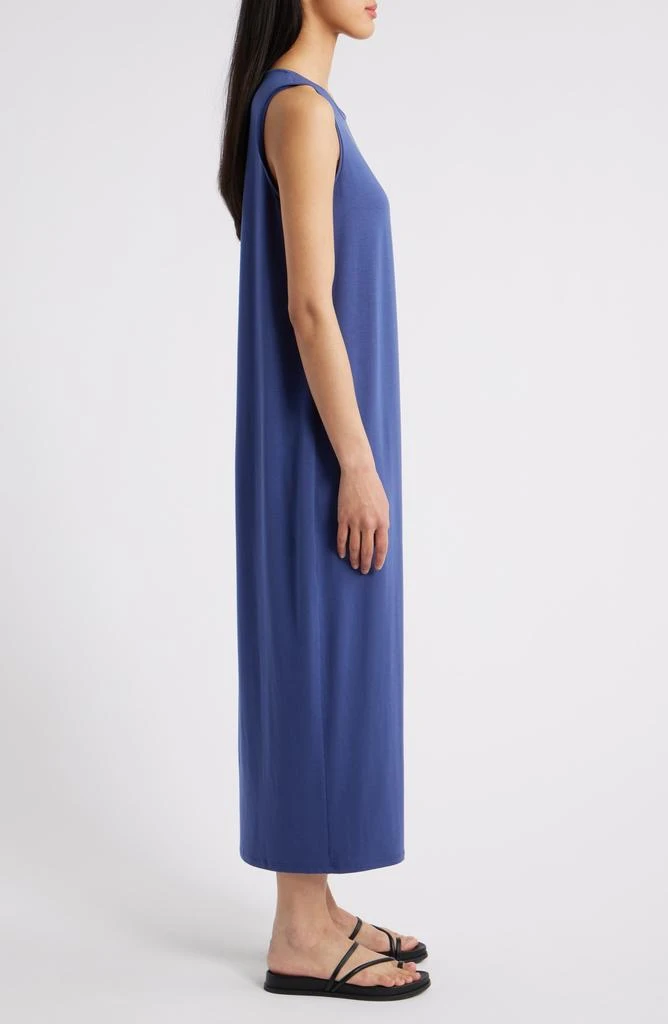 Eileen Fisher Round Neck Oval Stretch Sleeveless Midi Dress 3