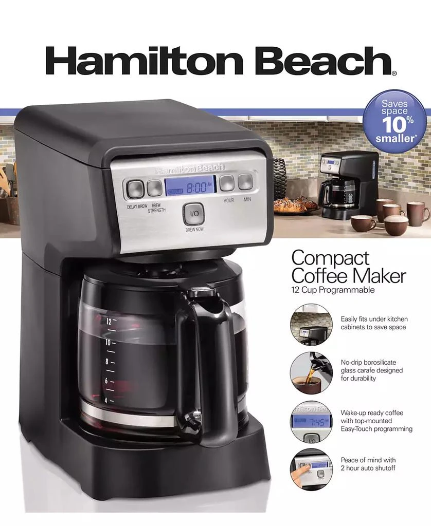 Hamilton Beach 12-Cup Compact Programmable Coffee Maker 3