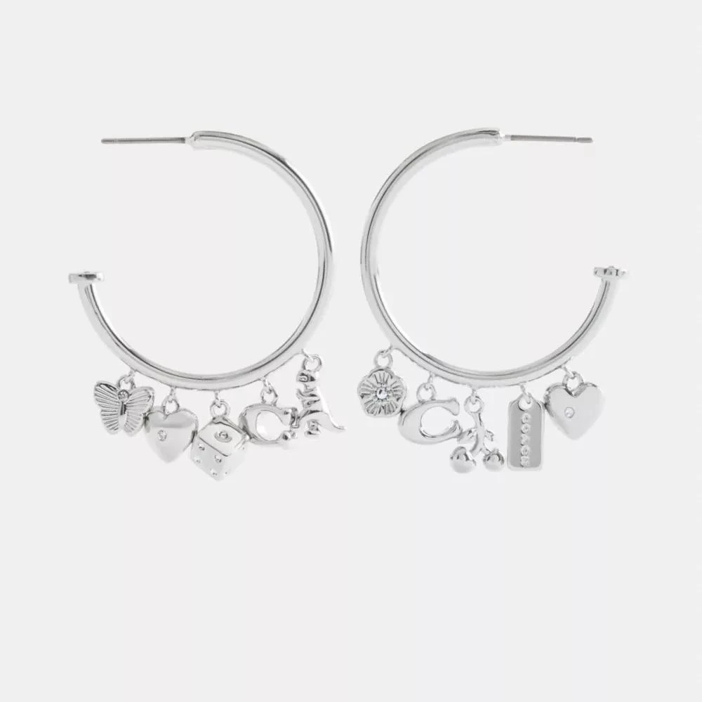 Coach Butterfly And Rexy Charm Hoop Earrings 2