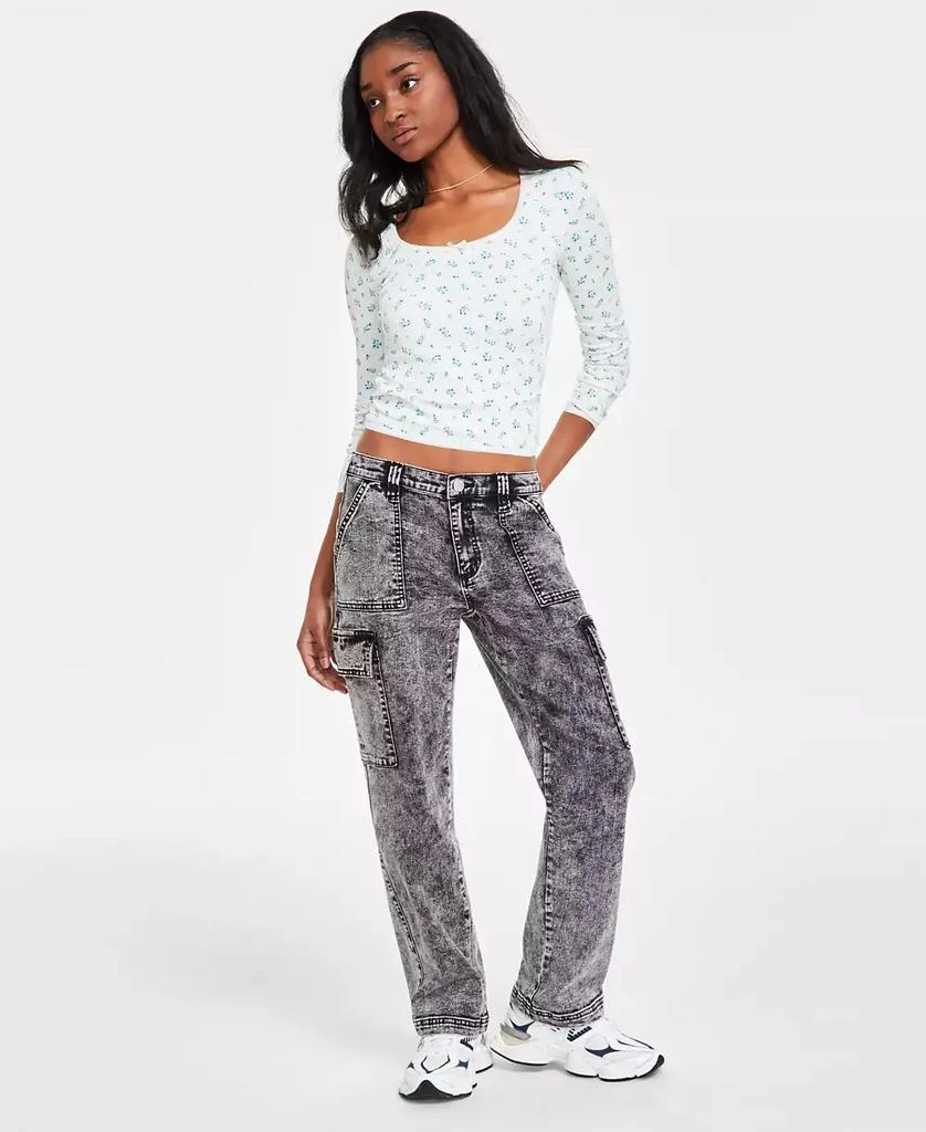 Madden Girl Juniors' Wide-Leg Cargo Skater Jeans 5