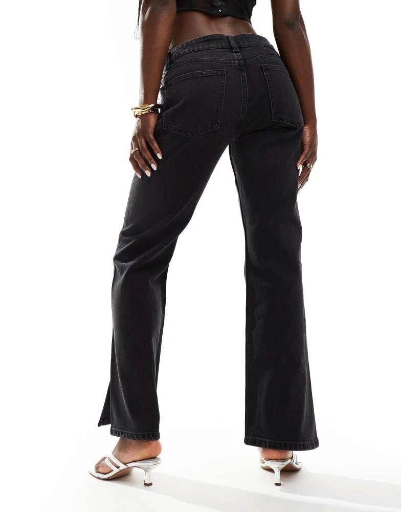 Bershka Bershka split hem flare jean in black 3