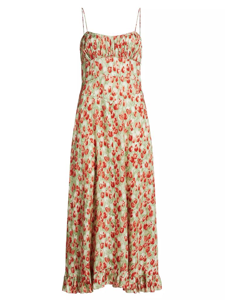 DÔEN Rosaria Floral Silk-Blend Midi-Dress