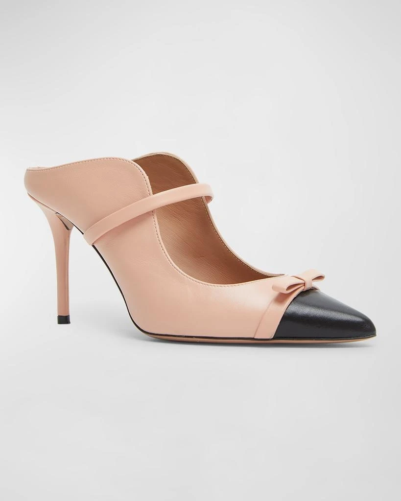 Malone Souliers Blanca Bicolor Bow Mule Pumps 2