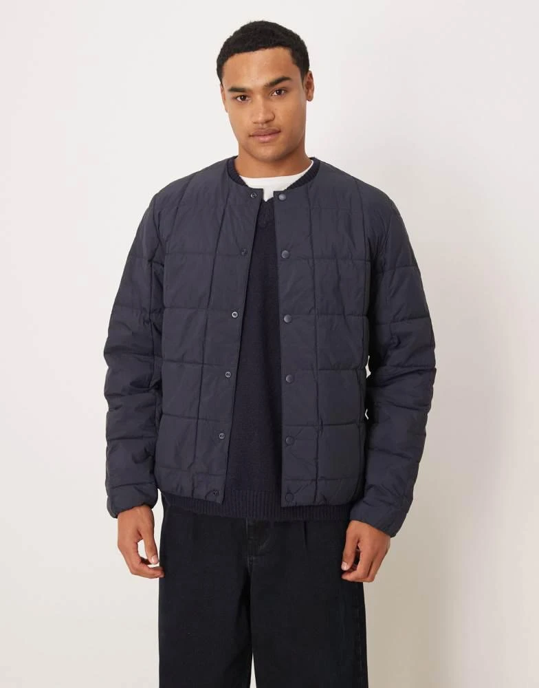 ARKET ARKET moto padded jacket with popper front in navy