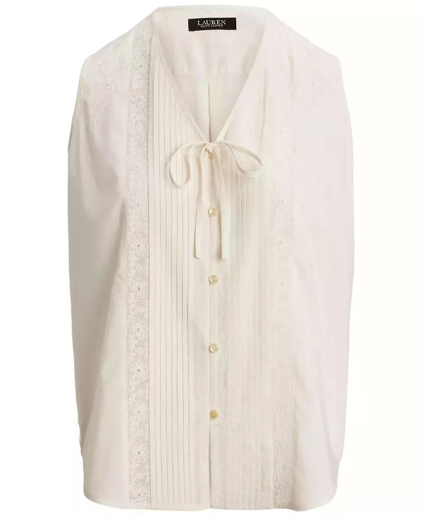 Ralph Lauren Women's Embroidered Voile Sleeveless Blouse 5