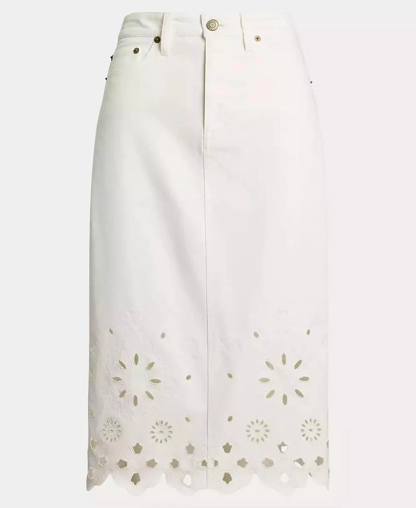 Ralph Lauren Women's Eyelet Denim Midi Skirt 5