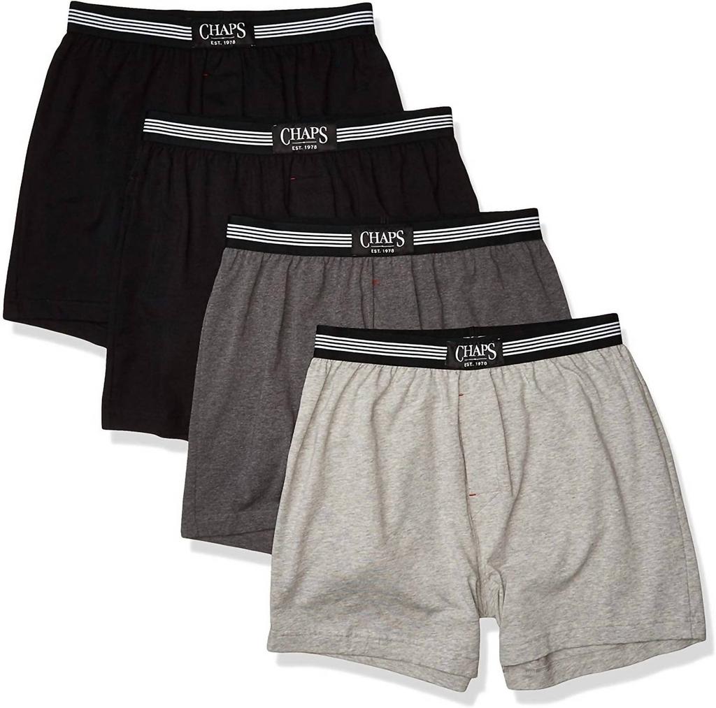 Chaps Men's Underwear Knit Boxers In Black/grey/andover Heather/black