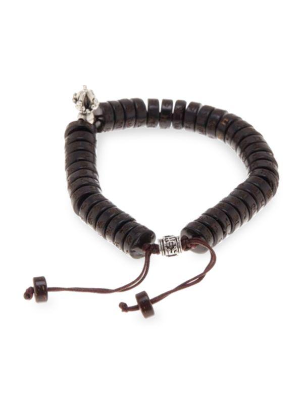 Jean Claude Adjustable Wood & Silvertone Bracelet