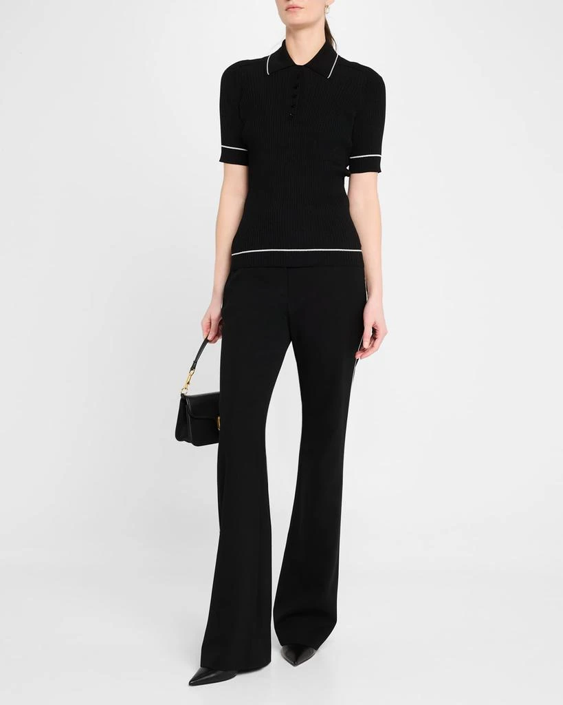 Lafayette 148 New York Ribbed Elbow-Sleeve Polo T-Shirt 2