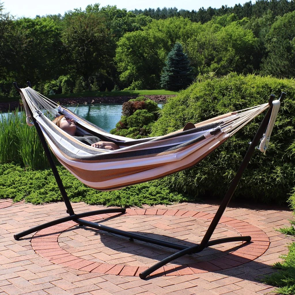 Sunnydaze Large Double Brazilian Hammock with Stand and Carrying Case - 400 lb Weight Capacity 4