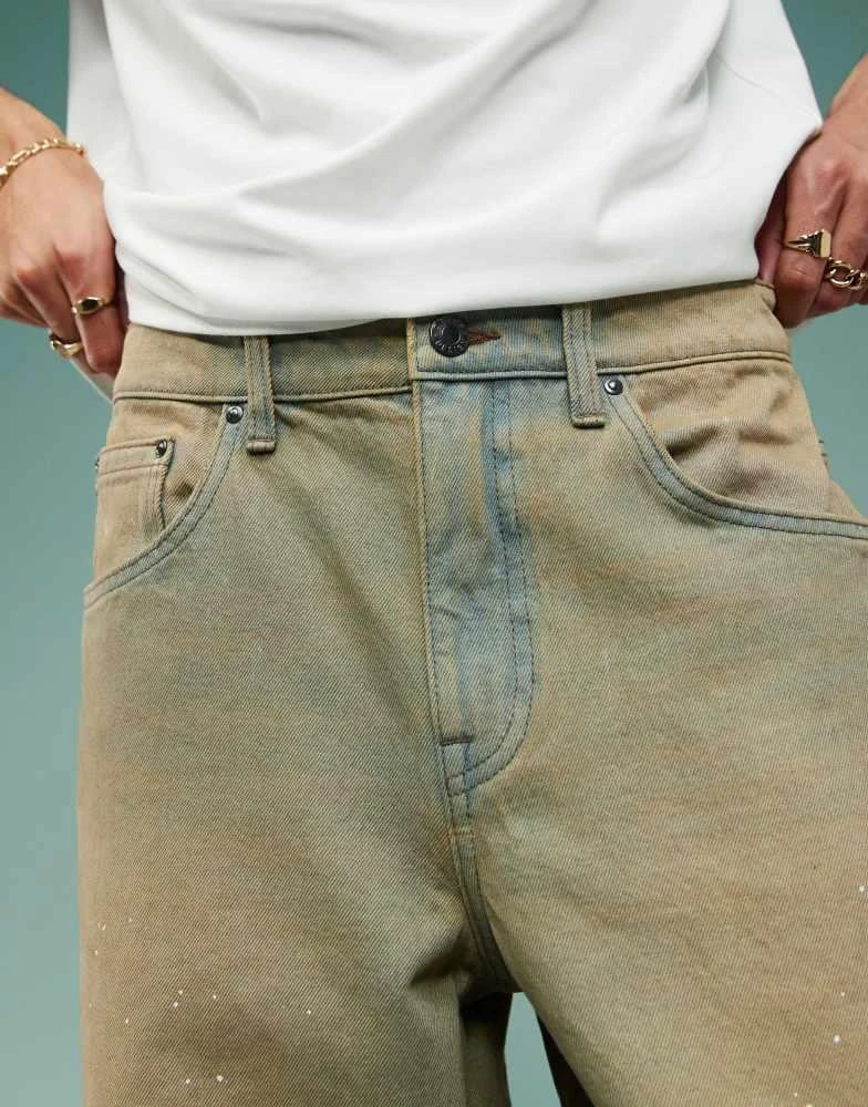 ASOS ASOS DESIGN baggy jeans with paint splatter in brown tint 4