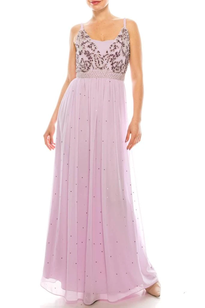 Decode 1.8 Beaded Bodice Sequined A-Line Dress In Lilac 1