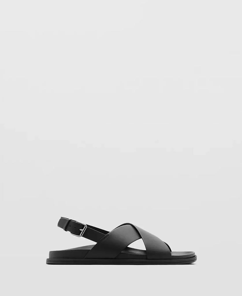 Mango Men's Leather Crossed Strap Sandals 4