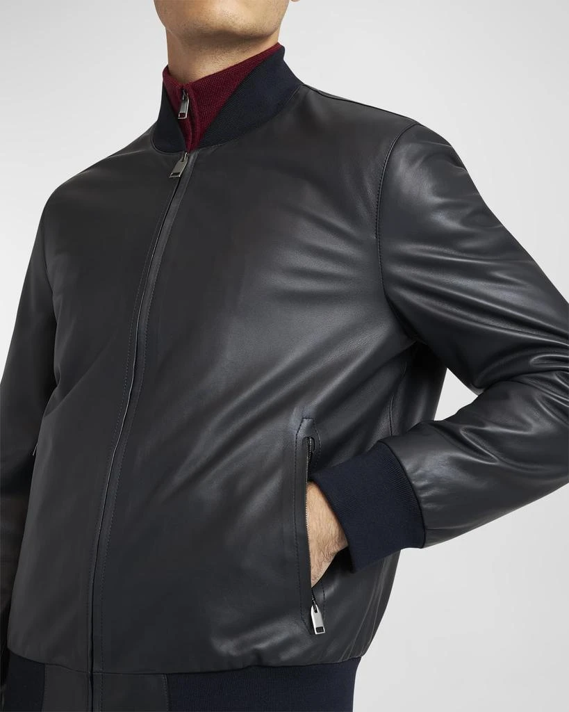 Brioni Men's Classic Leather Bomber Jacket 3