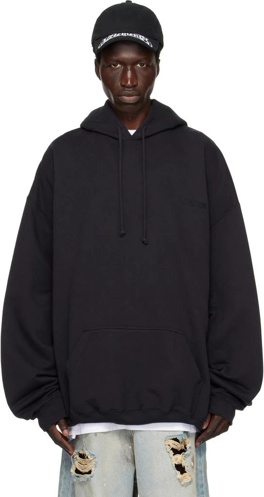 Vetements Black Embroidered Logo Hoodie 1