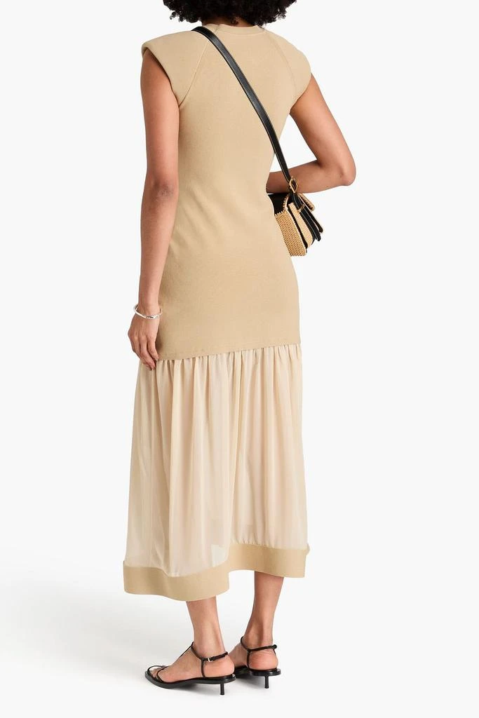 3.1 PHILLIP LIM Pleated chiffon and stretch-knit midi dress 3