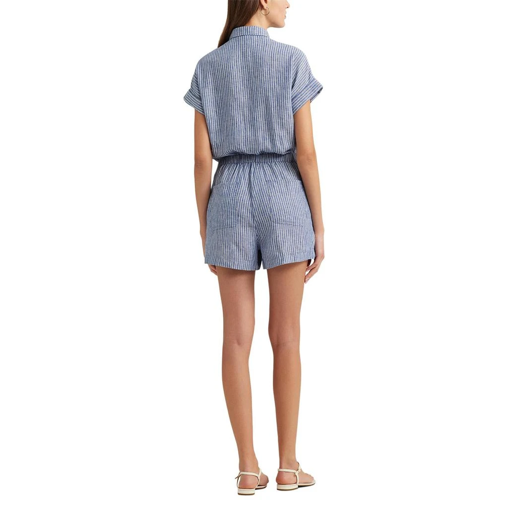 Ralph Lauren Pinstripe Linen Shorts-Sleeve Romper 2