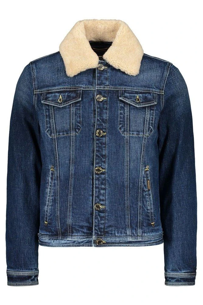 MOORER Moorer Taburno Sherpa-Collar Denim Jacket