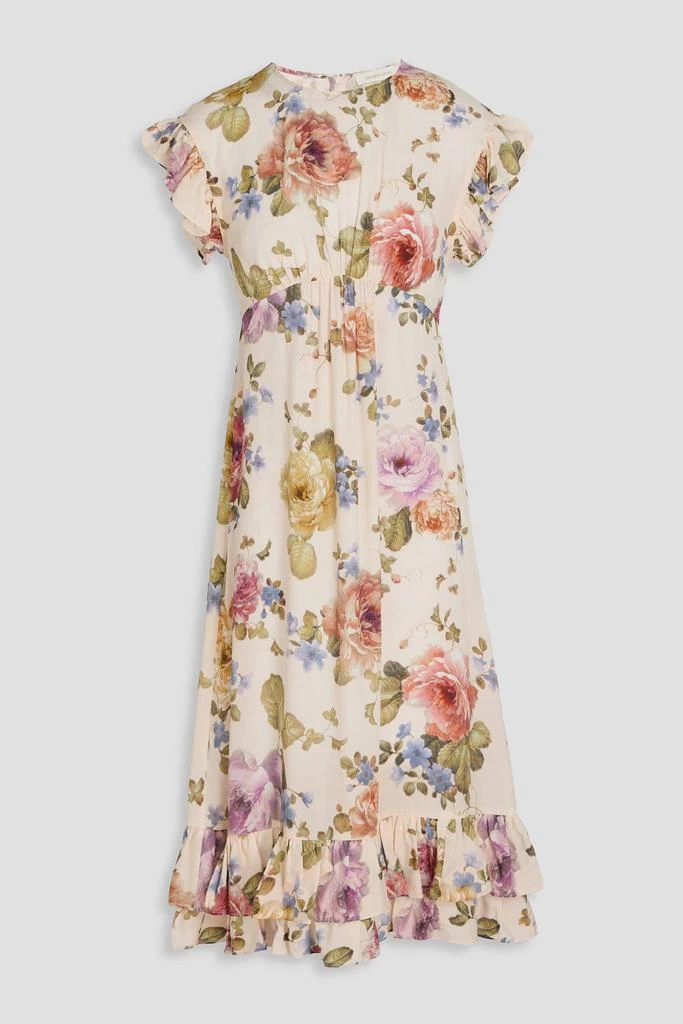 Zimmermann Ruffled floral-print crepe de chine midi dress