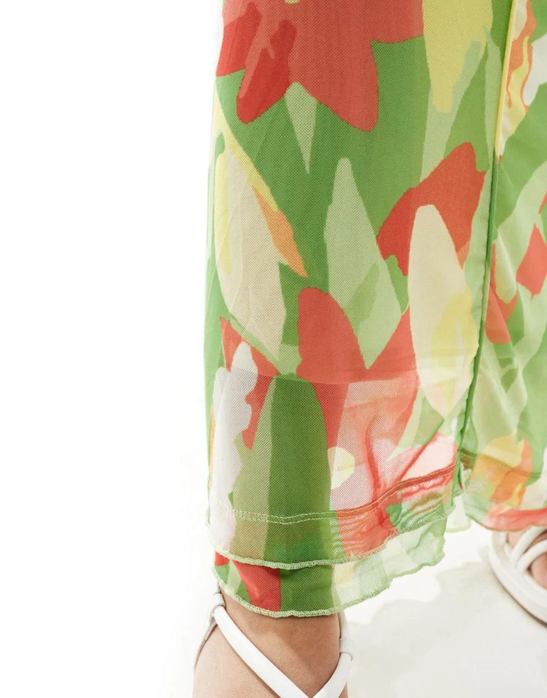 Vero Moda sleeveless lettuce edge mesh dress in green floral print  On  Sale Now with Up to 75% Off | Discover Exclusive Deals & Savings at  BeyondStyle  Authentic VERO MODA