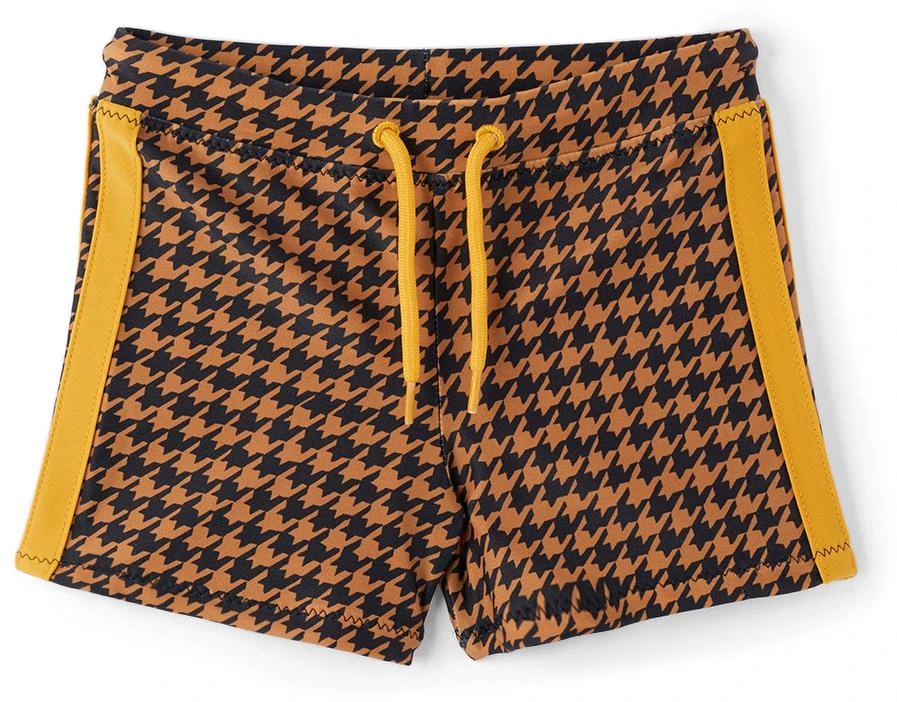 Mini Rodini Kids Brown Houndstooth Swim Shorts 1