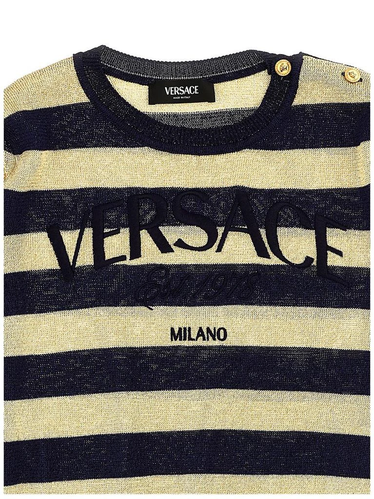 Versace Versace Kids Lurex Striped Sweater With Logo Embroidery 3