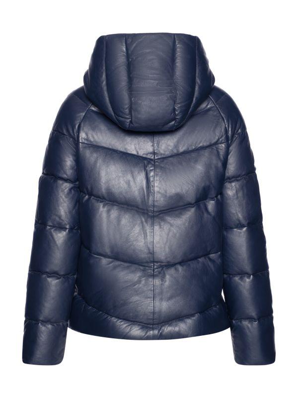WOLFIE FURS Leather Down Puffer Jacket