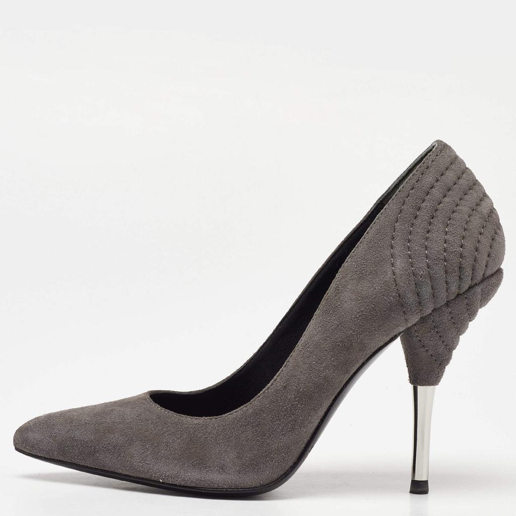 PIERRE BALMAIN Pierre Balmain Grey Suede Pointed Toe Pumps Size 35