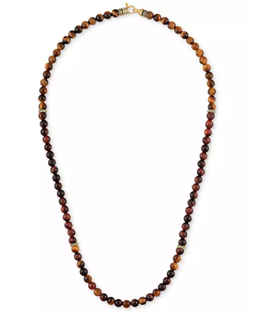 Esquire Men's Jewelry Red Tiger Eye Statement Necklace in 18k Gold-Plated Sterling Silver, Created by Macy's