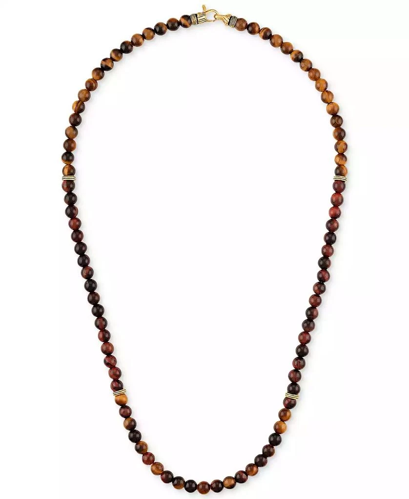 Esquire Men's Jewelry Red Tiger Eye Statement Necklace in 18k Gold-Plated Sterling Silver, Created by Macy's 2