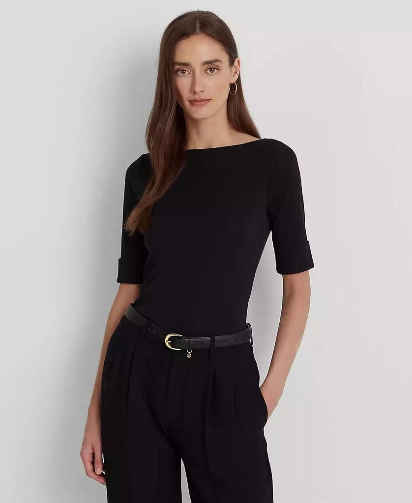 Ralph Lauren Stretch Boatneck Top, Regular & Petite 1