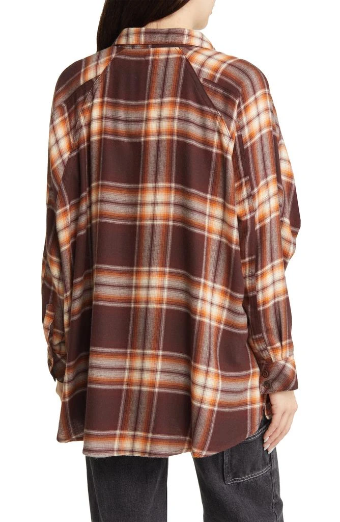 BDG Urban Outfitters Brendon Plaid High-Low Flannel Button-Up Shirt 2