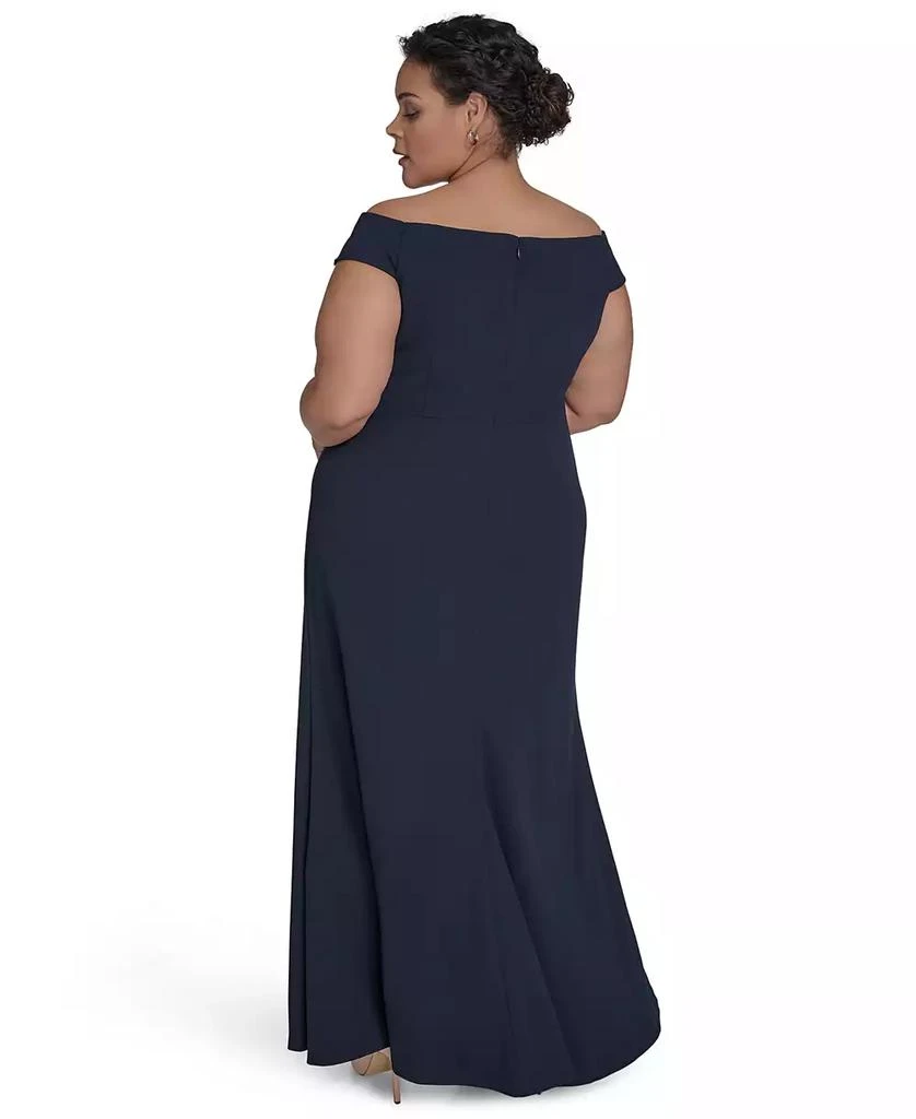 Eliza J Plus Size Mixed-Media Scuba Crepe Sleeveless Gown 3