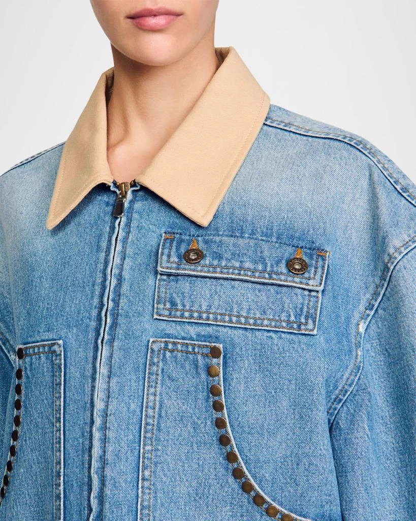 Sandro Kansas Studded Denim Jacket 5