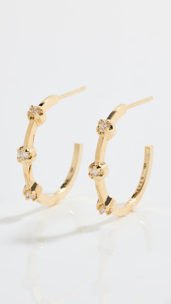 Jennifer Meyer 18k Small Hoops with 3 Illusion Set Diamonds