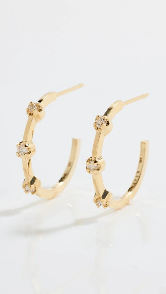 Jennifer Meyer 18k Small Hoops with 3 Illusion Set Diamonds 1