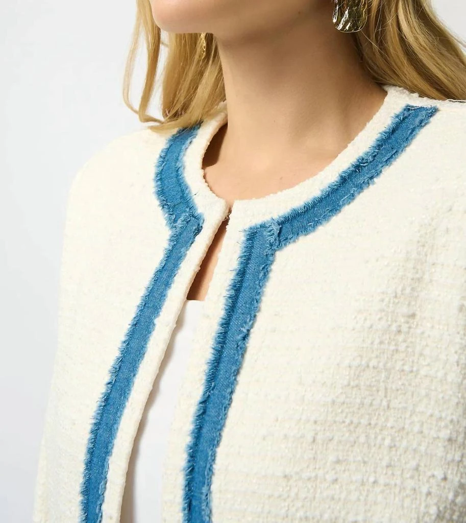 JOSEPH RIBKOFF Joseph Ribkoff - Denim Trim Textured Bouclé Jacket 3