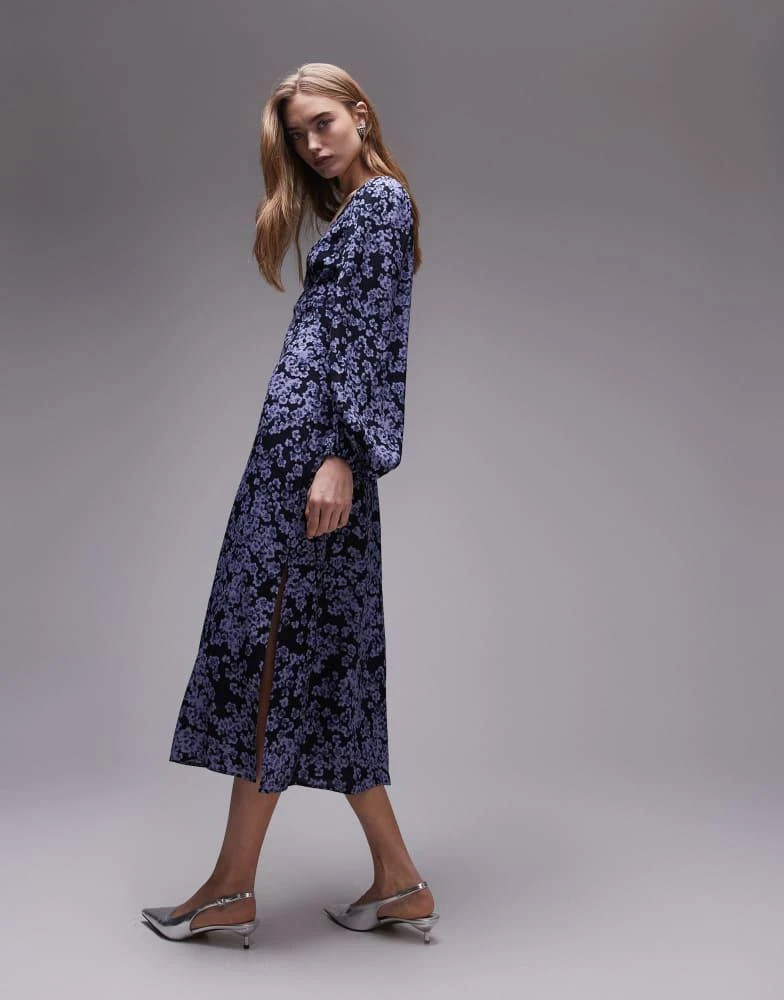 & Other Stories midi dress with side splits and volume sleeves in abstract  ditsy floral print  On Sale Now with Up to 56% Off | Discover Exclusive  Deals & Savings at
