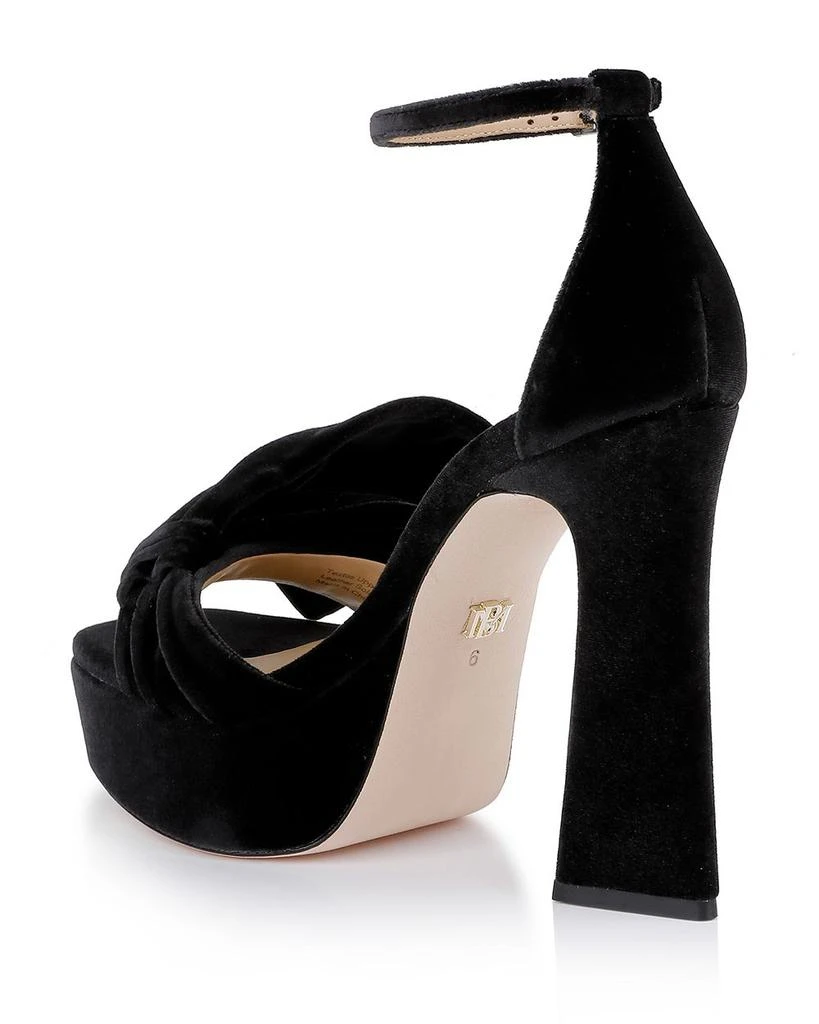 Badgley Mischka Women's Alora II Square Toe Bow Embellished High Heel Platform Sandals 4