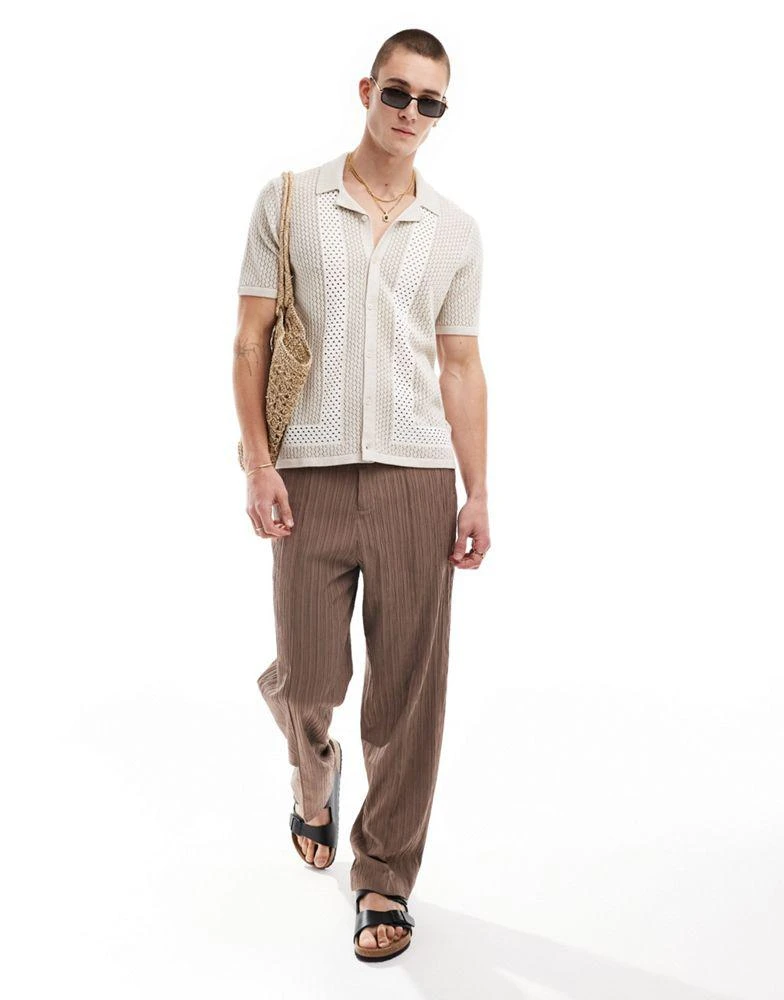 HOLLISTER Hollister button through knitted shirt in beige 3