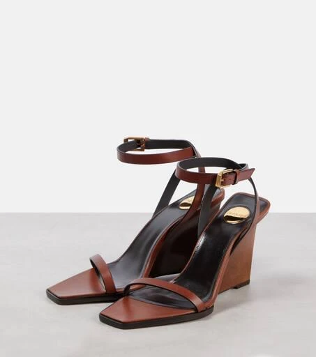 Yves Saint Laurent May 90 leather wedge sandals 4