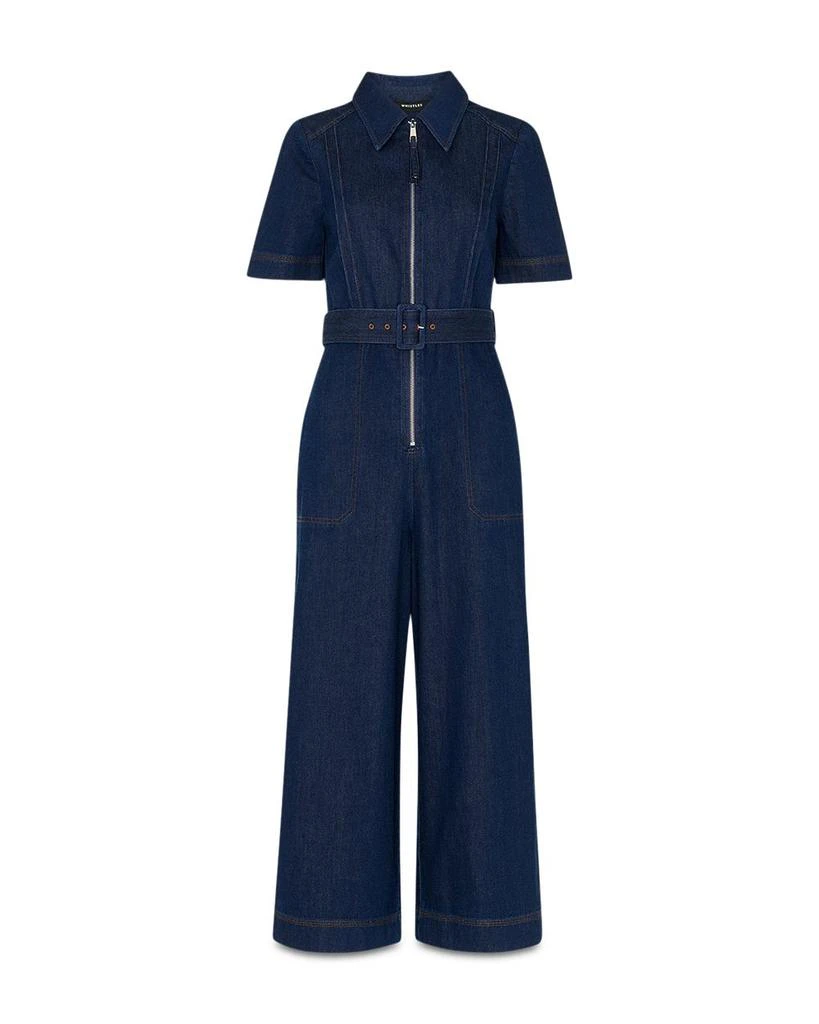 Whistles Petites Denim Pintuck Belted Jumpsuit 6