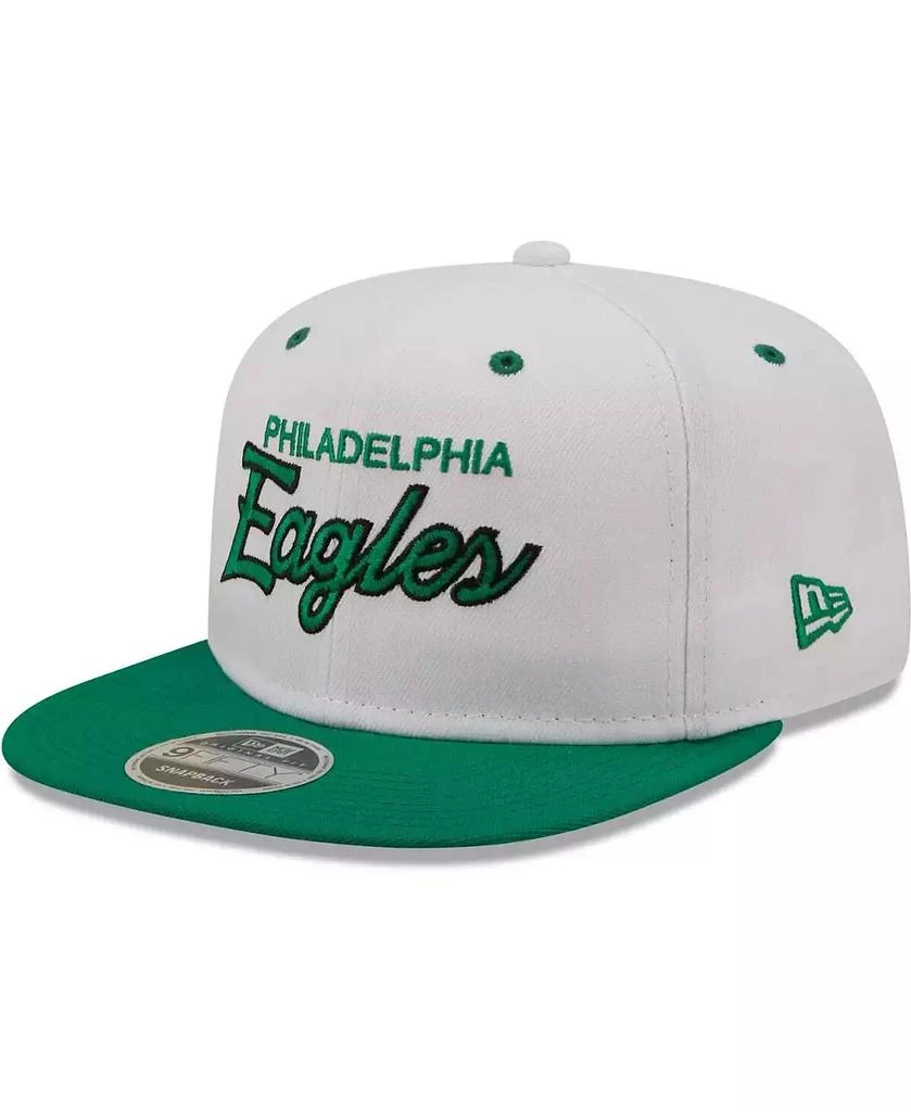 New Era Men's White, Kelly Green Philadelphia Eagles Sparky Original 9Fifty Snapback Hat 1