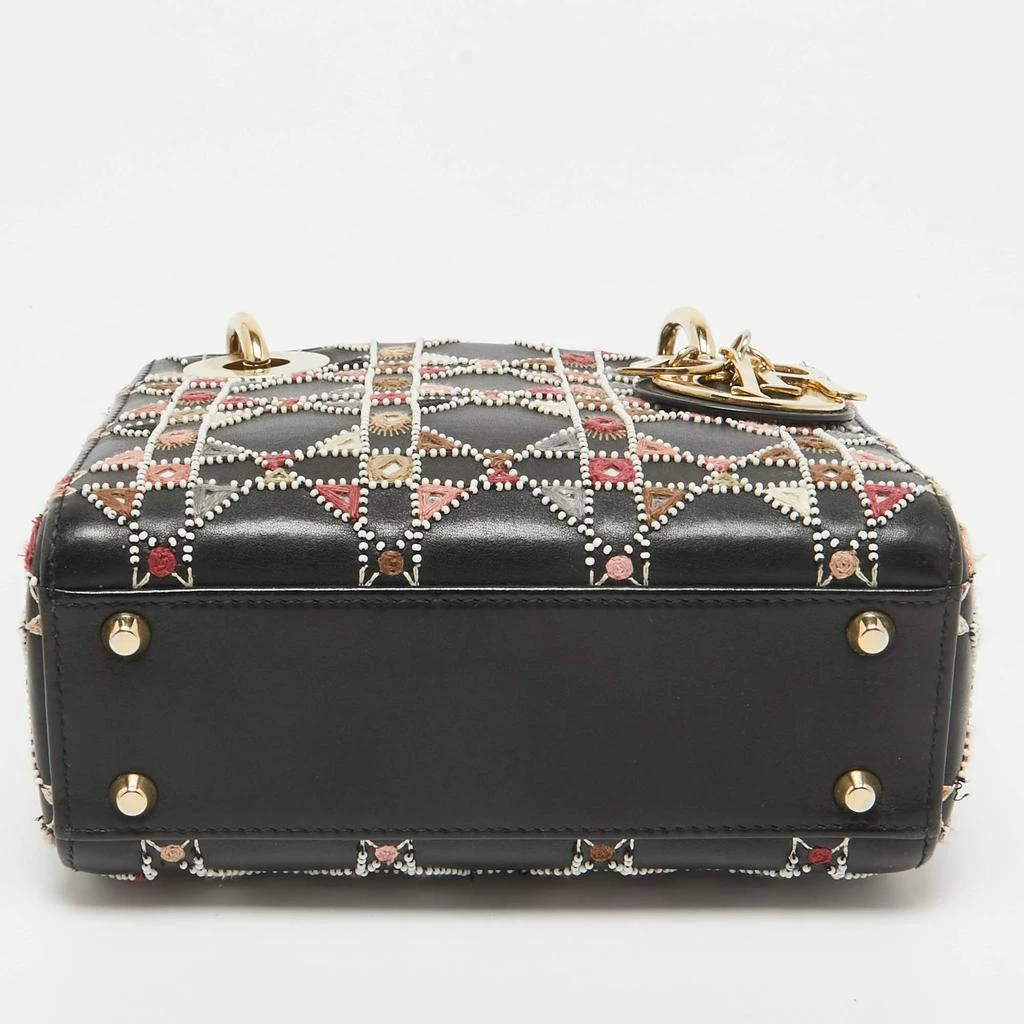 Dior Dior Black Leather Mini Embroidered Beaded Lady Dior Tote 9