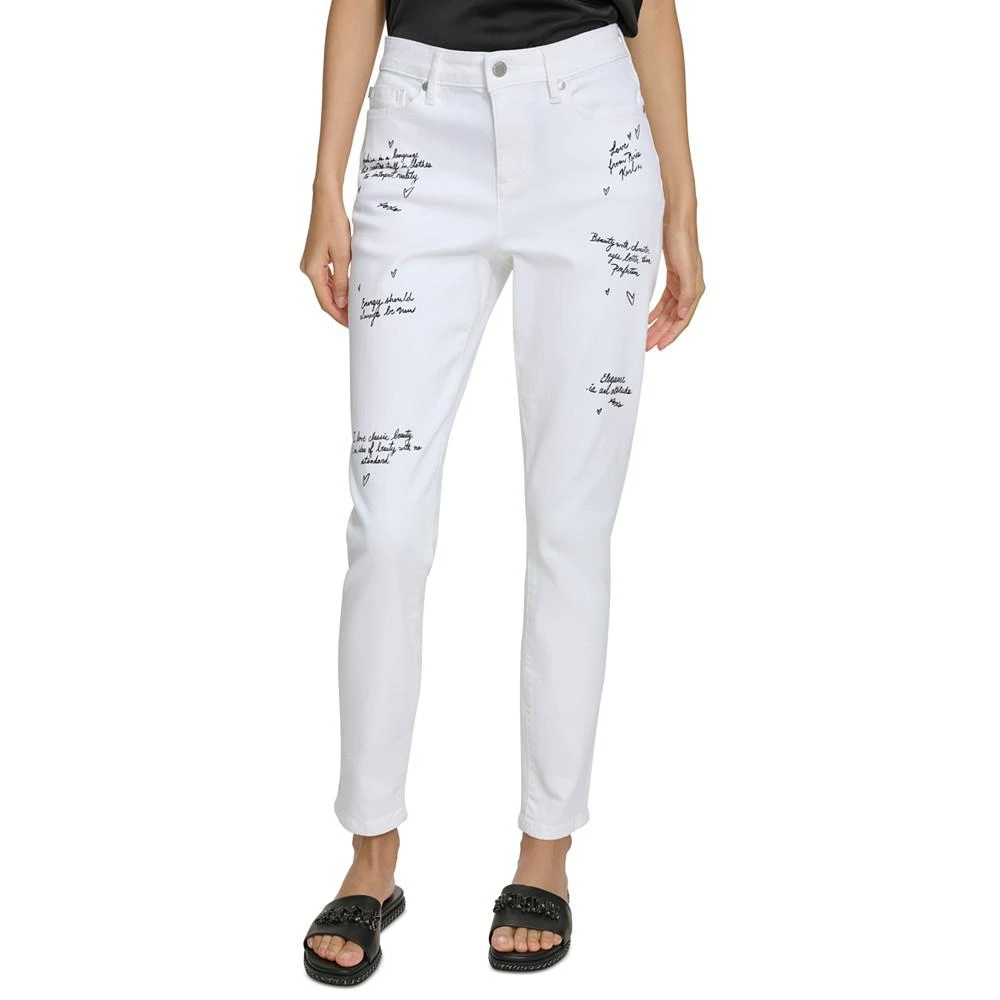 KARL LAGERFELD PARIS Women's Signature Script-Print Skinny Jeans 1