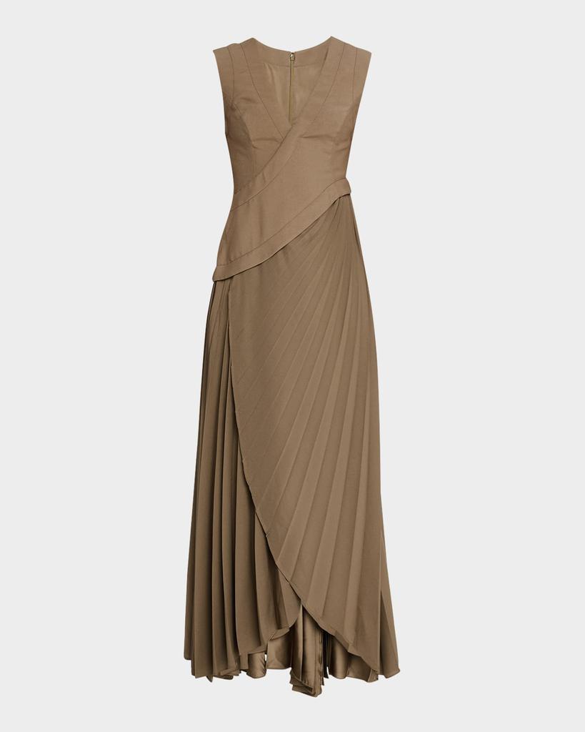 Acler Fairfield V-Neck Pleated Maxi Dress