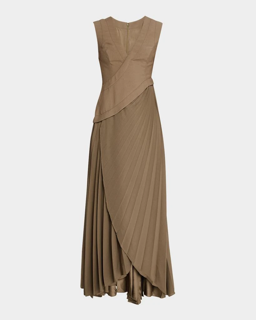 Acler Fairfield V-Neck Pleated Maxi Dress 1