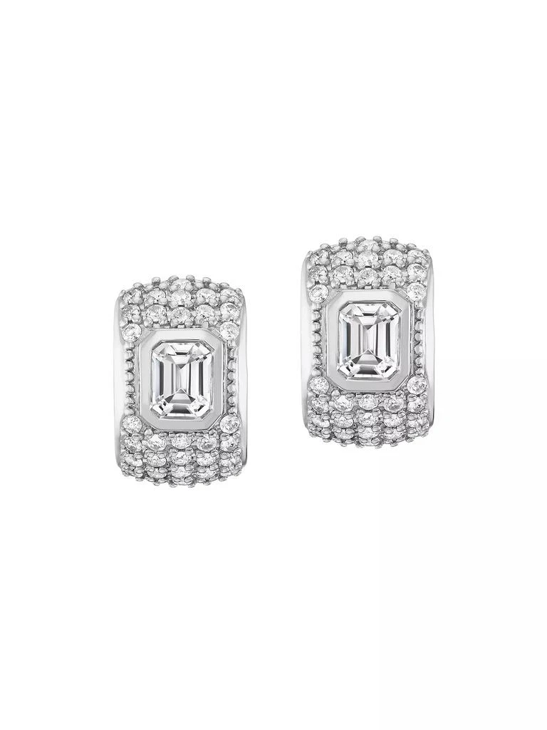 Sheryl Lowe Sterling Silver, Crystal Quartz & 0.56 TCW Diamond Huggie Hoop Earrings 1