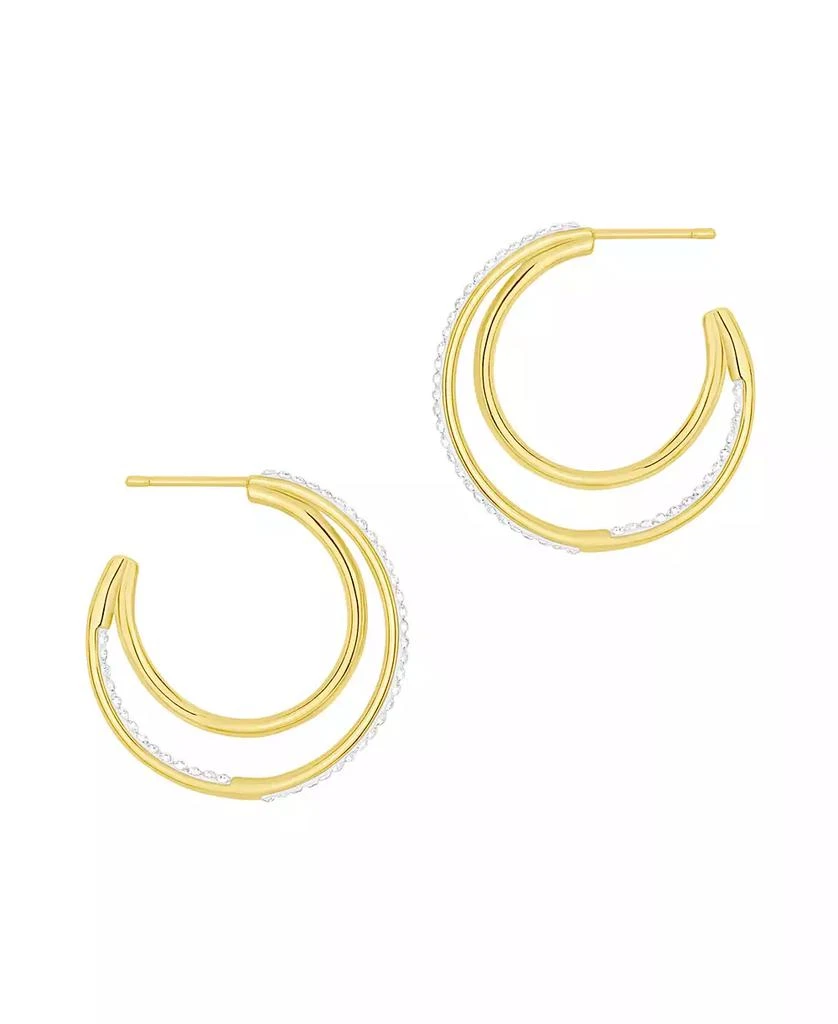 And Now This Crystal Double Row C Hoop Post Earrings 2