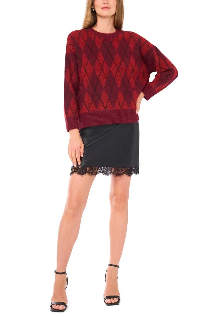 Vince Camuto Argyle Eyelash Jacquard Crewneck Sweater 3